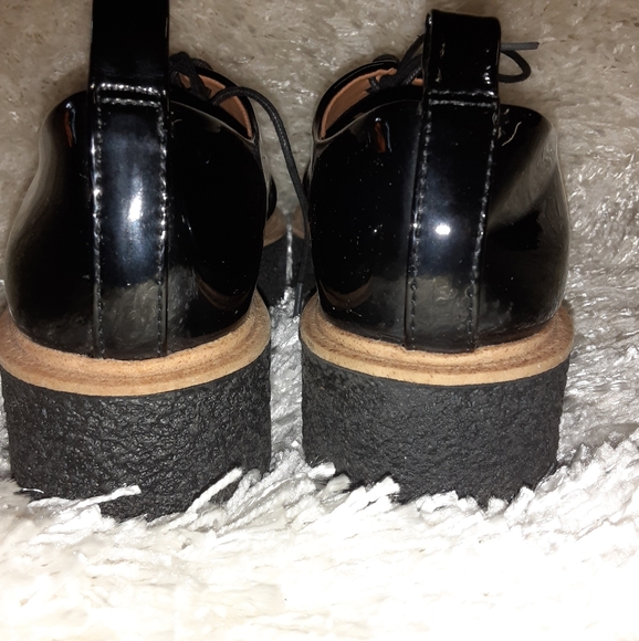 ZARA BLACK PATENT FLATFORM OXFORDS - Picture 4 of 7